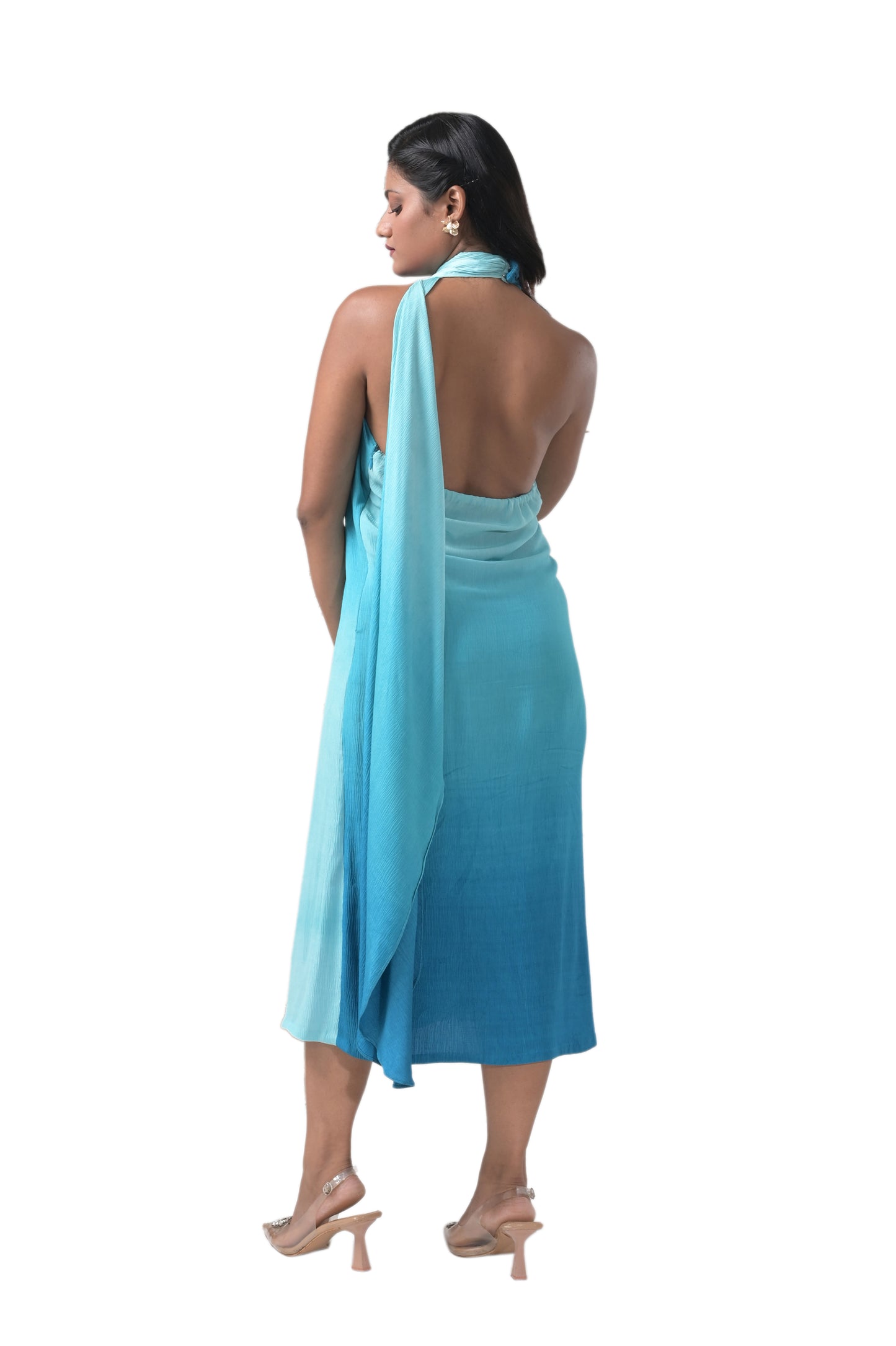 OCEAN MIST OMBRÉ HALTER DRESS