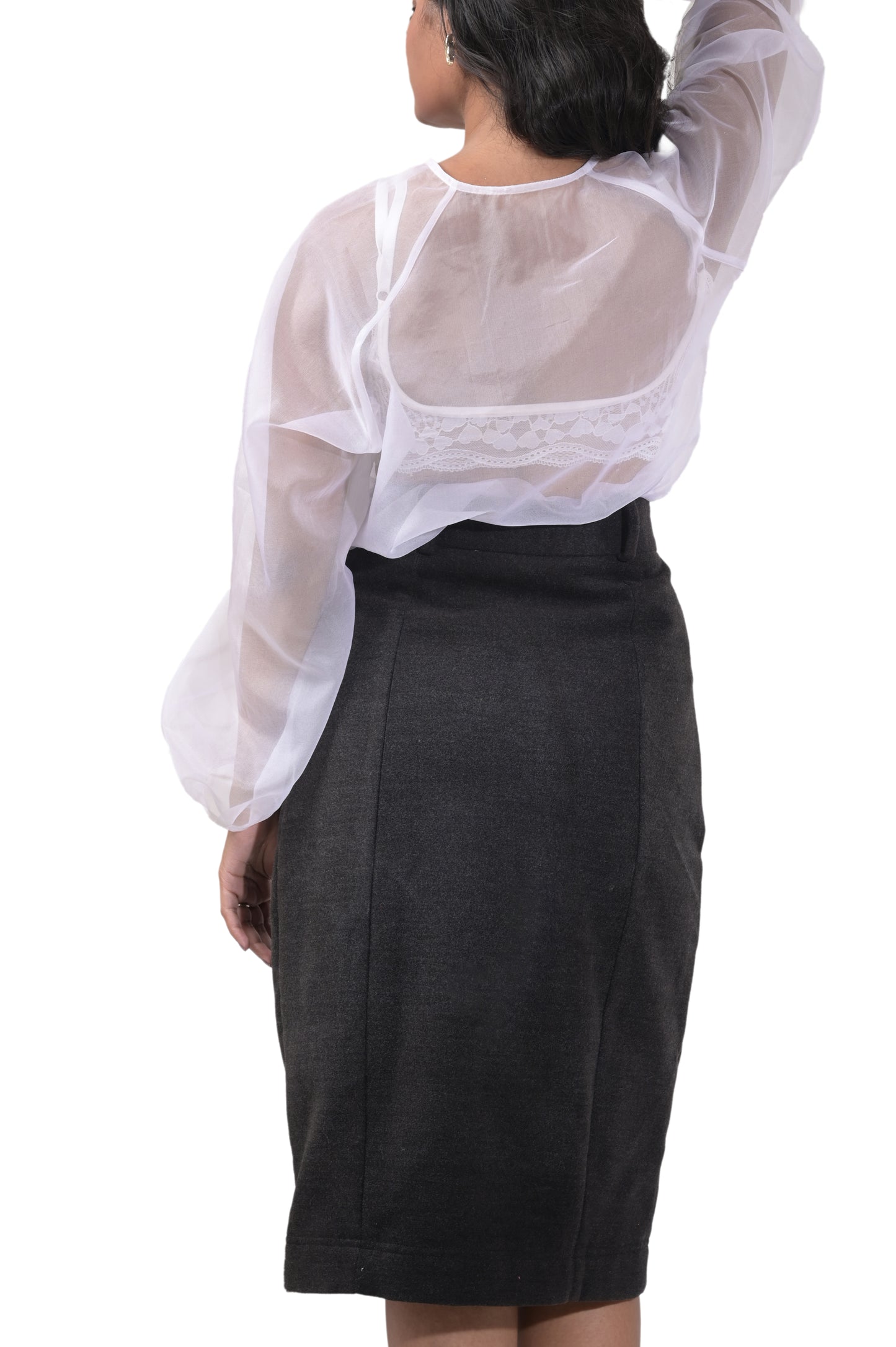 CHARCOAL FLEECE PENCIL SKIRT