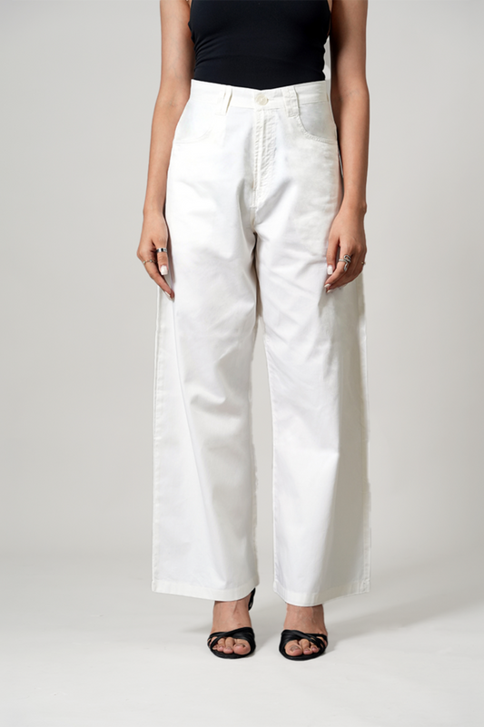WIDE LEG IVORY TROUSER