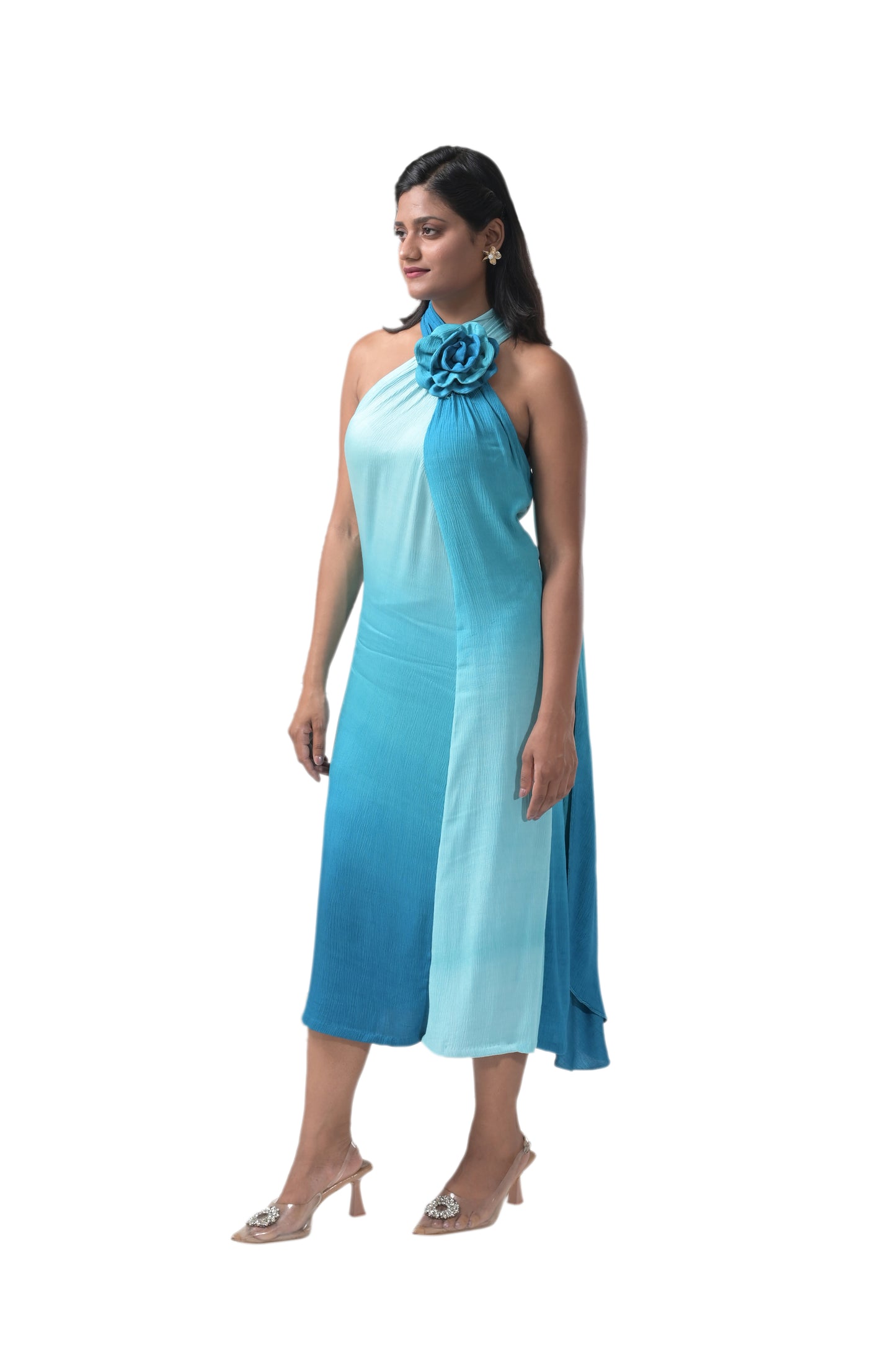 OCEAN MIST OMBRÉ HALTER DRESS