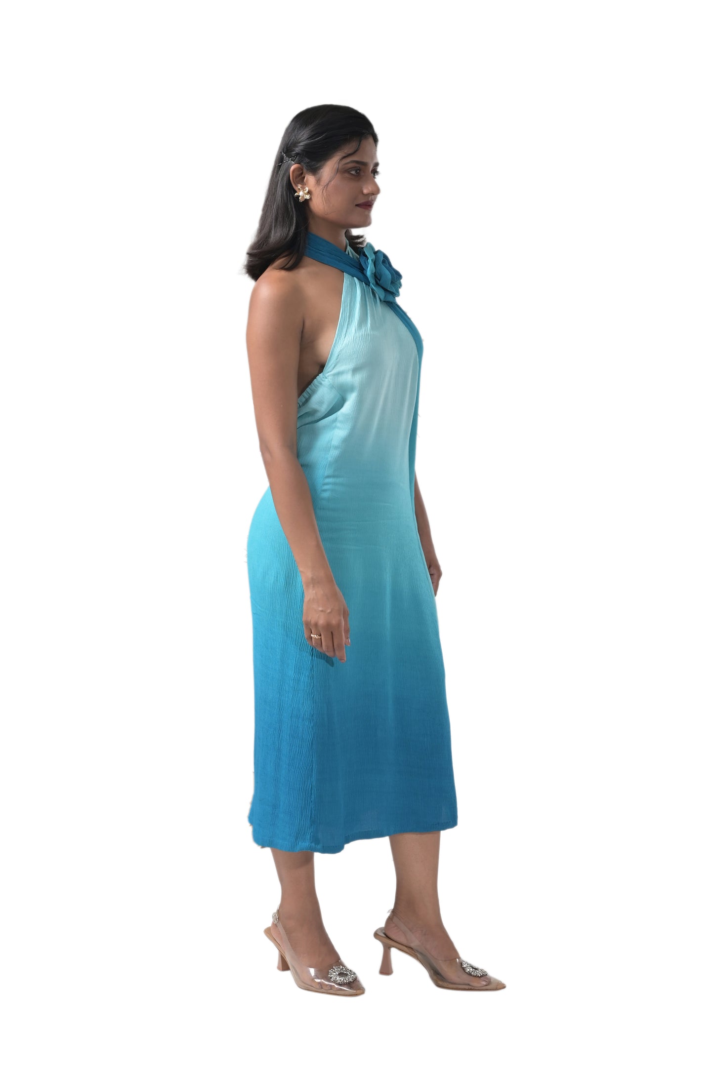 OCEAN MIST OMBRÉ HALTER DRESS