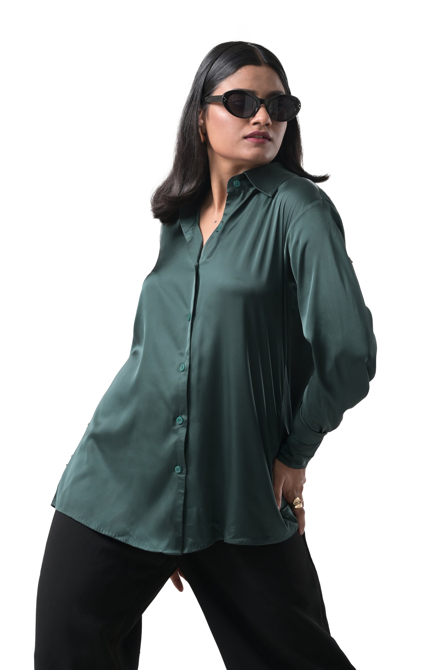 BOTTLE GREEN SHIRT